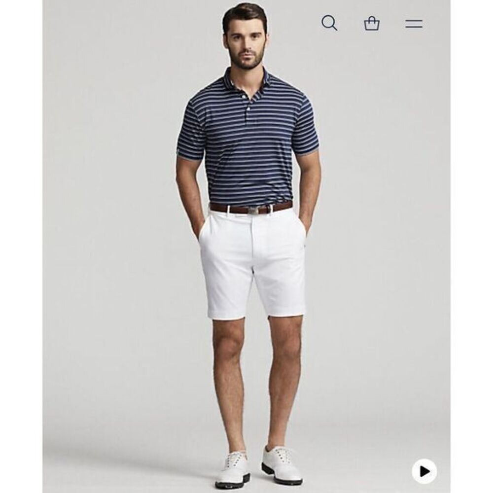 Ralph Lauren RLX Men's Chino Shorts Golf White Performance Tailored Fit Size 36‎